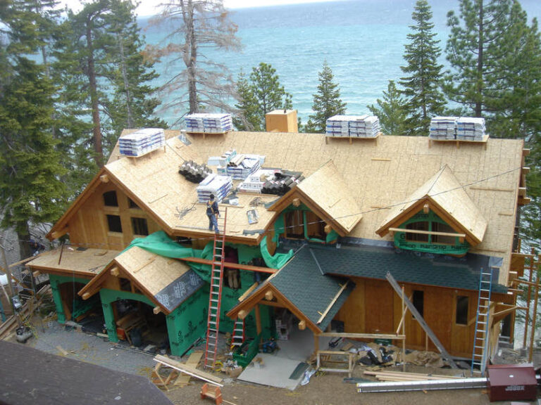 New Home construction with roof, Truckee CA